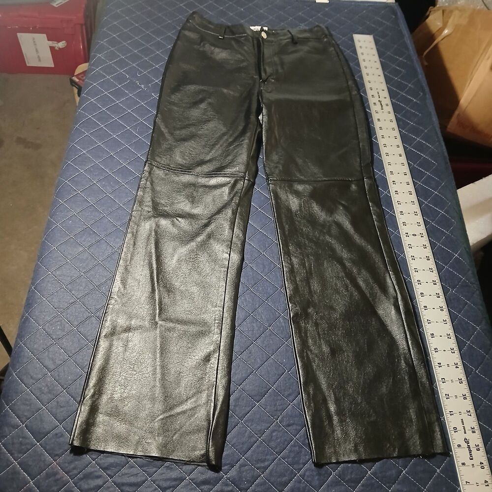 Princess Polly Pants Womens 4 Black Faux Leather High Rise Straight Leg PU Vegan